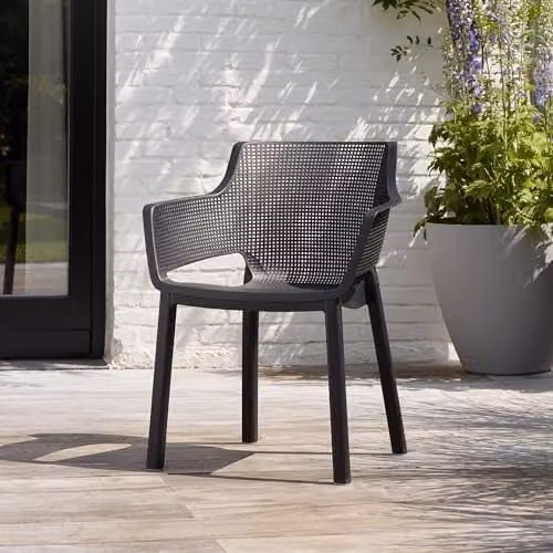 Keter Elisa Set of 6 Grey Outdoor Dining Chairs in Weatherproof Plastic – 2