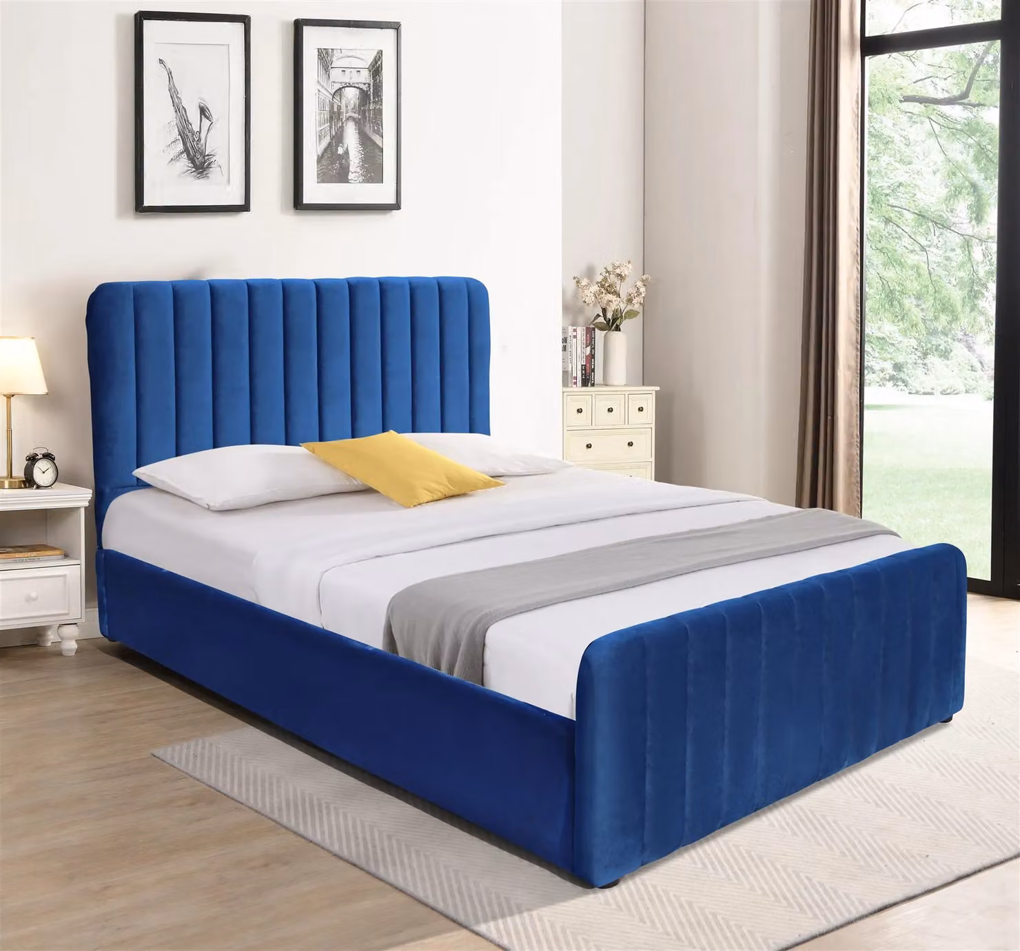 Kosy Koala Blue Velvet Ottoman Gas Lift Storage Bed, W: 140 cm x D: 200 cm – 3