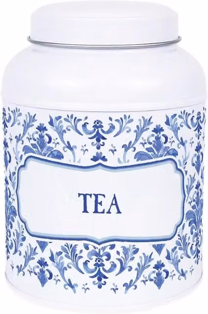 Purely Home Oriental Ink Hot Chocolate Canister Metal Kitchen Storage Tin in Blue and White