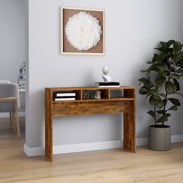 Berkfield Home Decorative Console Table in Smoked Oak Brown, W/D/H: 105 x 30 x 80 cm