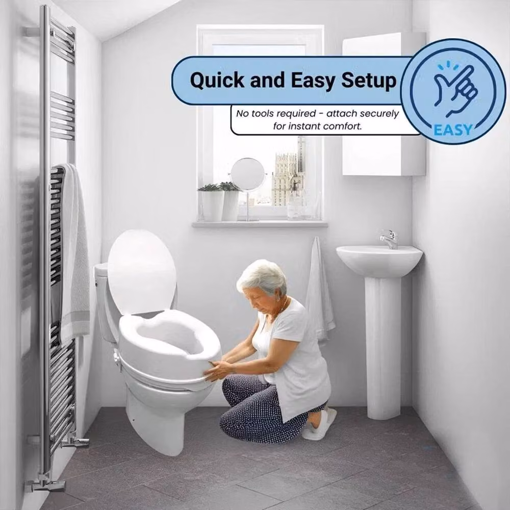 Kelvenix 4 inch Raised Toilet Seat with Lid, White, W: 52 cm – 2