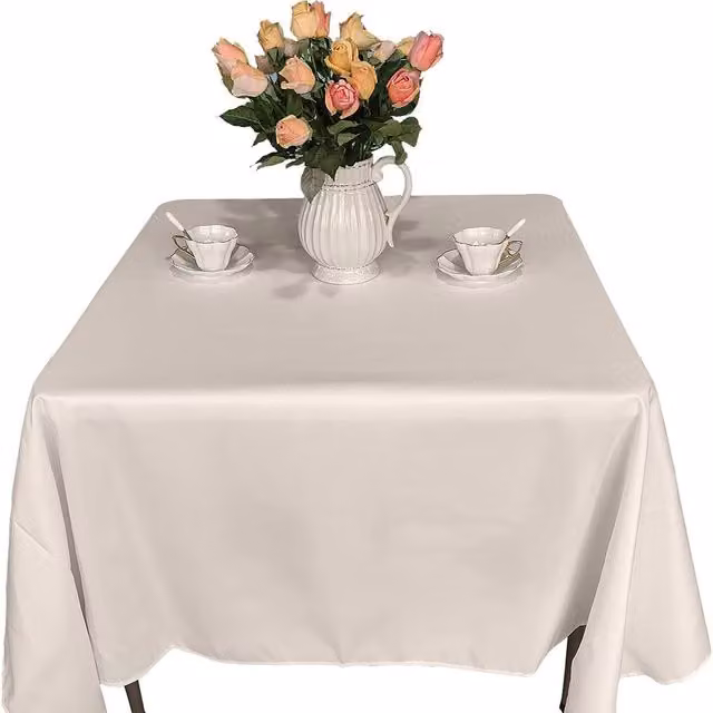 Trimming Shop Plain Square Polyester Wedding Tablecloth in Beige, Yellow or White