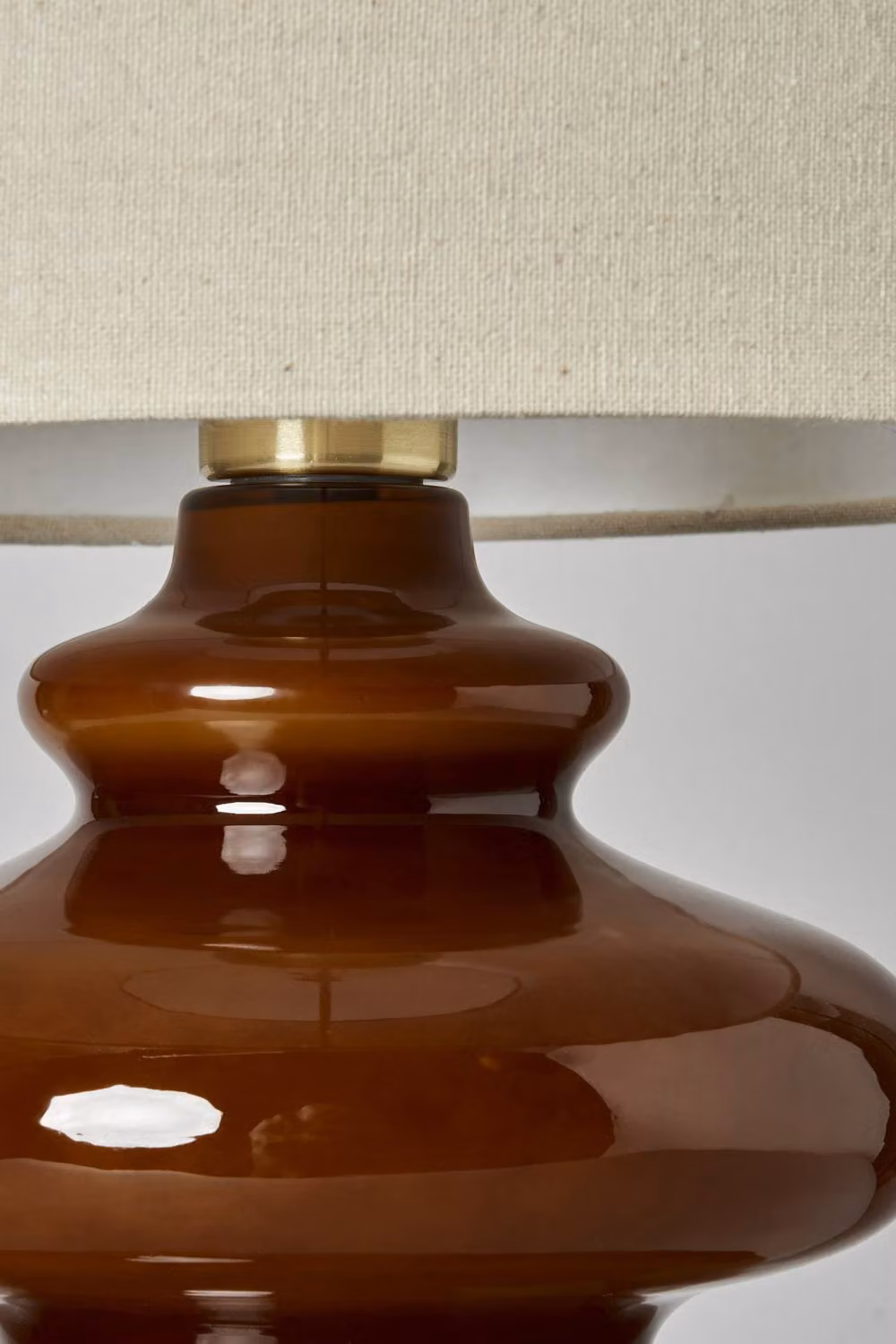BHS Lighting Annabelle Wobble Table Lamp in Brown with Glass and Fabric Details – 2