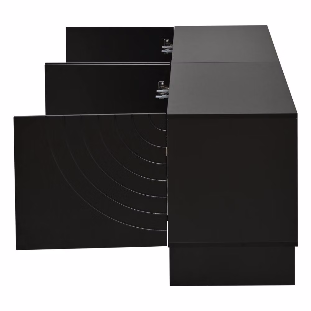 Merax Modern Black 4 Door Textured TV Unit for Up to 75 Inch TVs – 4