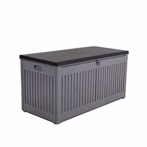 Charles Bentley Outdoor Garden Plastic Storage Box, Grey and Black, W: 109 cm, D: 54.7 cm, H: 51.3 cm – 1