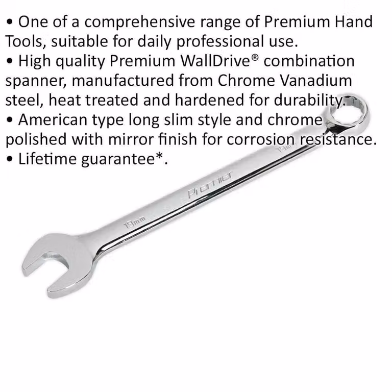 Loops 19mm Combination Spanner in Silver Chrome Vanadium Steel