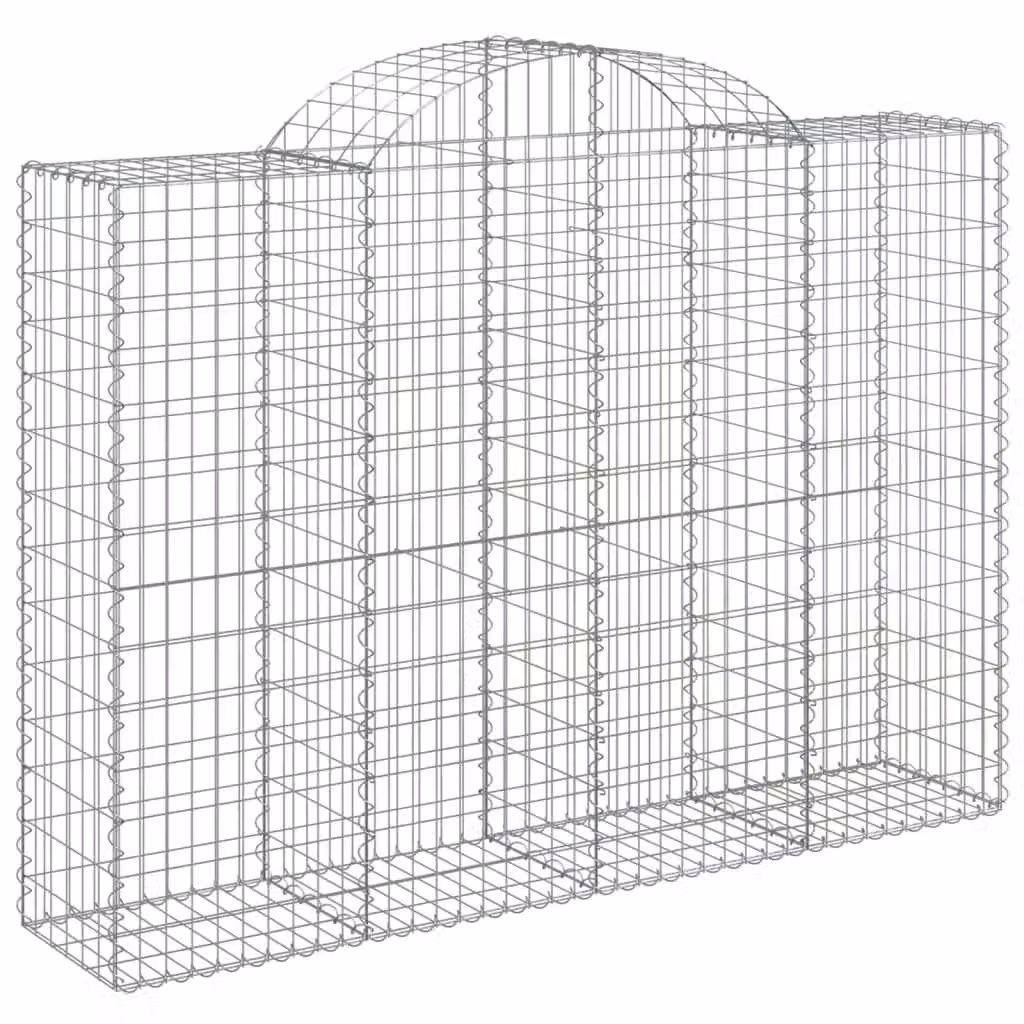 Berkfield Home Arched Gabion Basket in Silver Galvanised Steel, W: 200 cm, D: 50 cm, H: 140-160 cm – 2