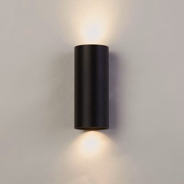 Cyls Cylinder Up and Down LED Wall Light, Black Aluminium, Dimmable