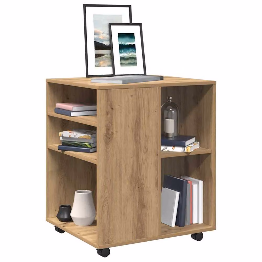 Berkfield Home Artisan Oak Rolling Cabinet in Brown, W/D/H: 60 x 53 x 72 cm – 2