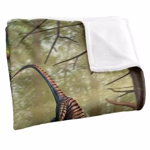 JQ Licensing Jlo T-Rex and Raptor Dinosaur Fight Super Soft Silky Touch Fleece Throw Blanket, Multicolour, W: 91 cm, D: 147 cm – 2