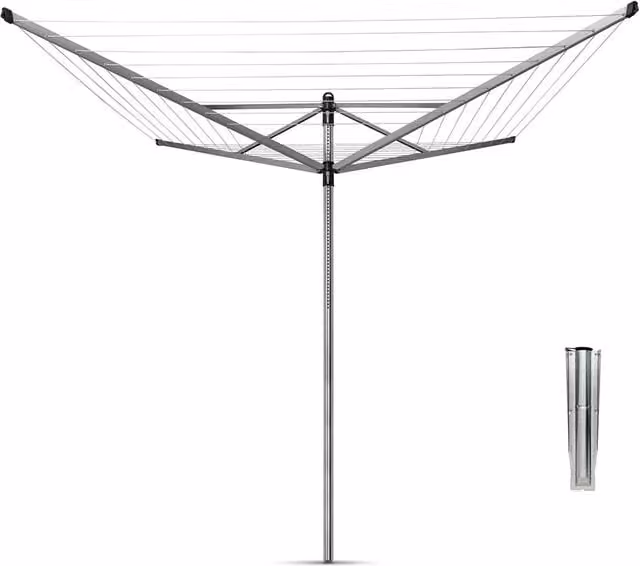 Brabantia Lift-O-Matic Rotary Clothesline with Ground Spike, Silver