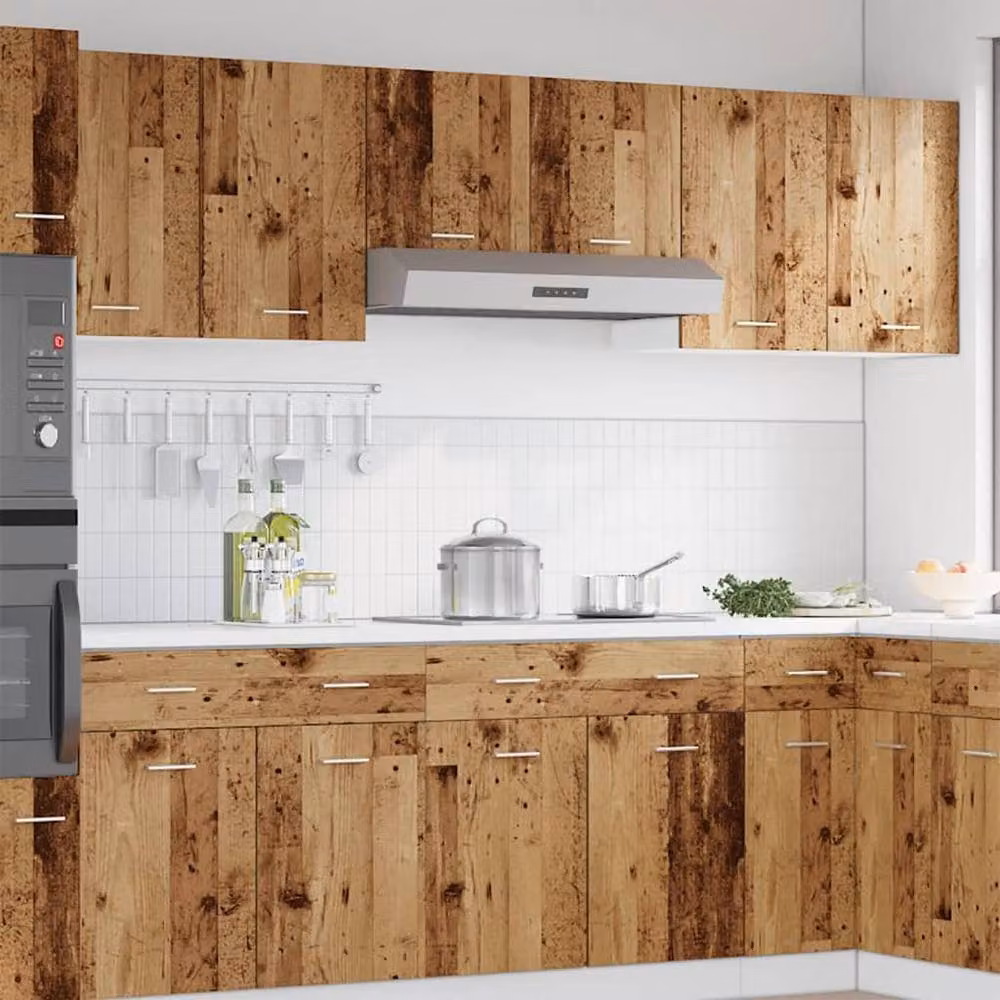 Berkfield Home Set of 2 Hanging Kitchen Cabinets in Brown Old Wood, W: 50 cm, D: 31 cm, H: 60 cm – 3