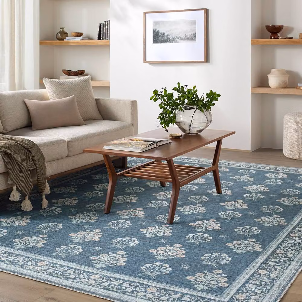 Livabliss Thistle Modern Floral Washable Living and Dining Room Rug in Beige, Green, Pink and Blue, W: 200 cm, D: 275 cm – 4