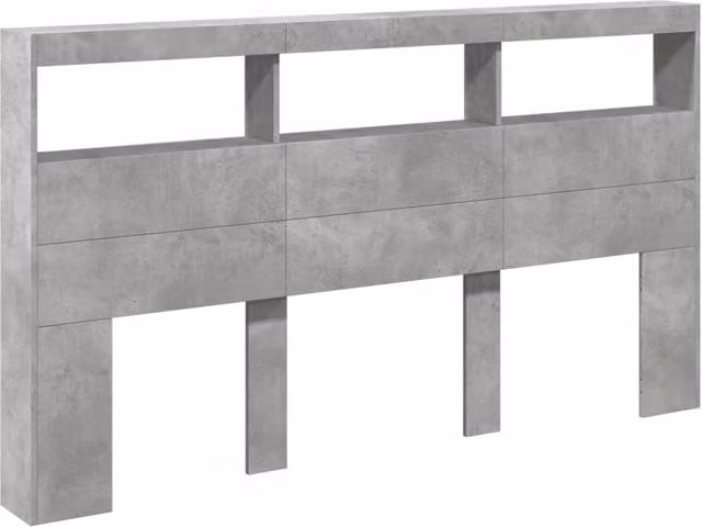 Berkfield Home Headboard Cabinet with Integrated LED Lighting in Concrete Grey, W: 180 cm, D: 17 cm, H: 102 cm – 1
