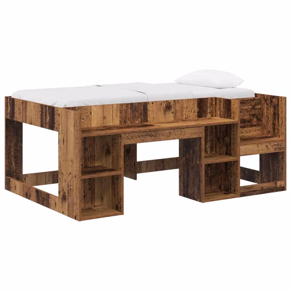 Berkfield Home Kids Bed Frame with Storage in Brown Old Wood, W/D/H: 80 x 160 cm – 2