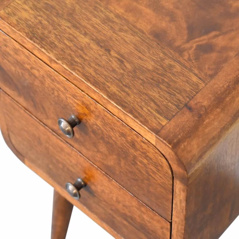 Wyld Haus Venzone Mini Mango Wood Bedside Table with 2 Drawers in Brown, W/D/H: 30 x 30 x 55 cm – 4