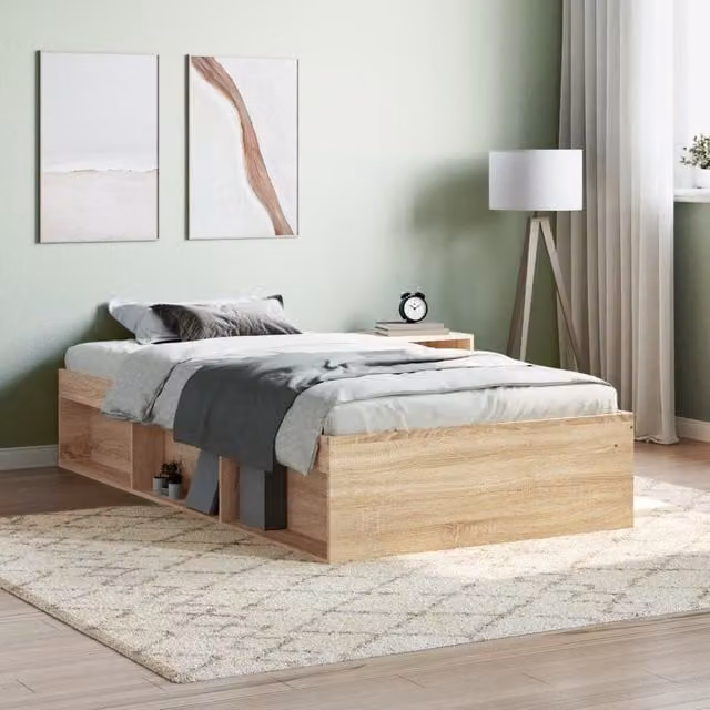 Berkfield Home Sonoma Oak Single Bed Frame in Brown, W/D/H: 90 x 190 cm – 1