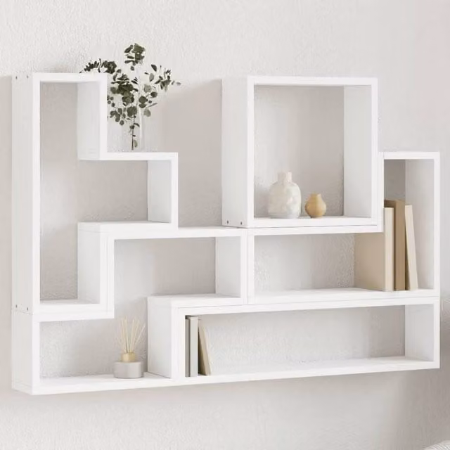 Berkfield Home Wall Mounted White Engineered Wood Shelf W/D/H: 96 x 12 x 64 cm
