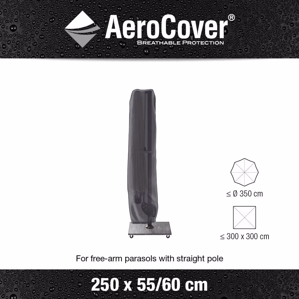 Ruma AeroCover Waterproof Free Arm Parasol Cover in Dark Grey, W: 55 cm, D: 60 cm, H: 250 cm – 5
