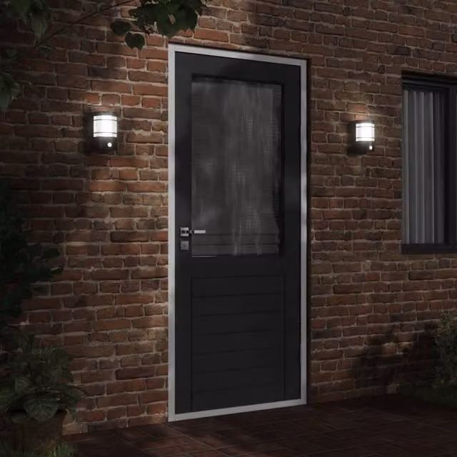 Berkfield Home Black Stainless Steel Outdoor Wall Lights with Motion Sensor and Timer, 2 Pack – 1