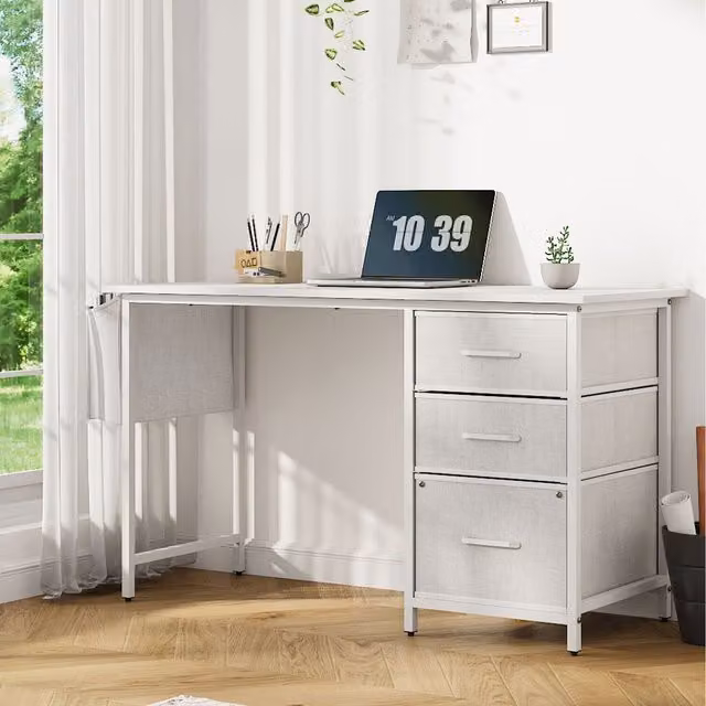 Lifeideas Modern Computer Desk in Silver and White