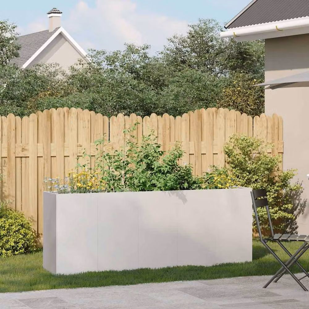 Berkfield Home Stainless Steel Raised Bed Planter in White W/D/H: 200 x 40 x 80 cm – 2