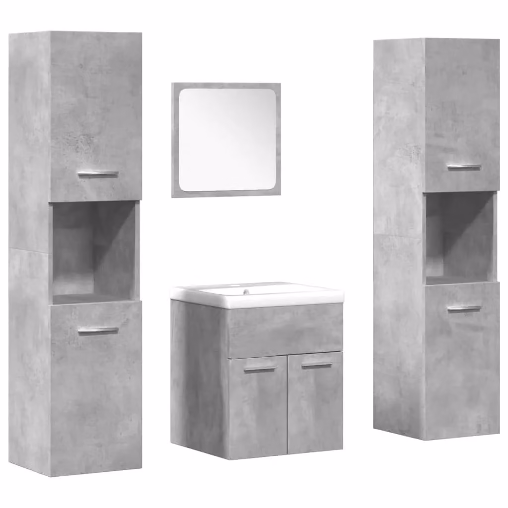 Berkfield Home 5 Piece Modern Bathroom Furniture Set in Matt Concrete Grey MDF