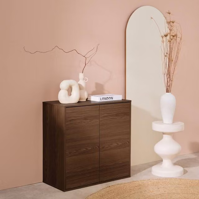 sweeek Modern Wood Effect 2-Door Storage Unit in Dark Brown