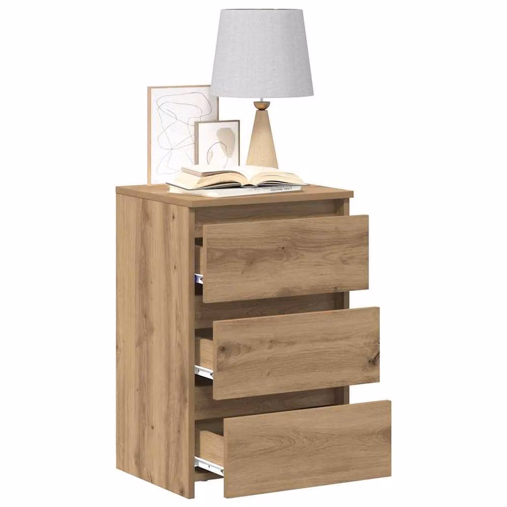 Berkfield Home Set of 2 Artisan Oak Bedside Cabinets in Brown, W/D/H: 40 x 35 x 62.5 cm – 3