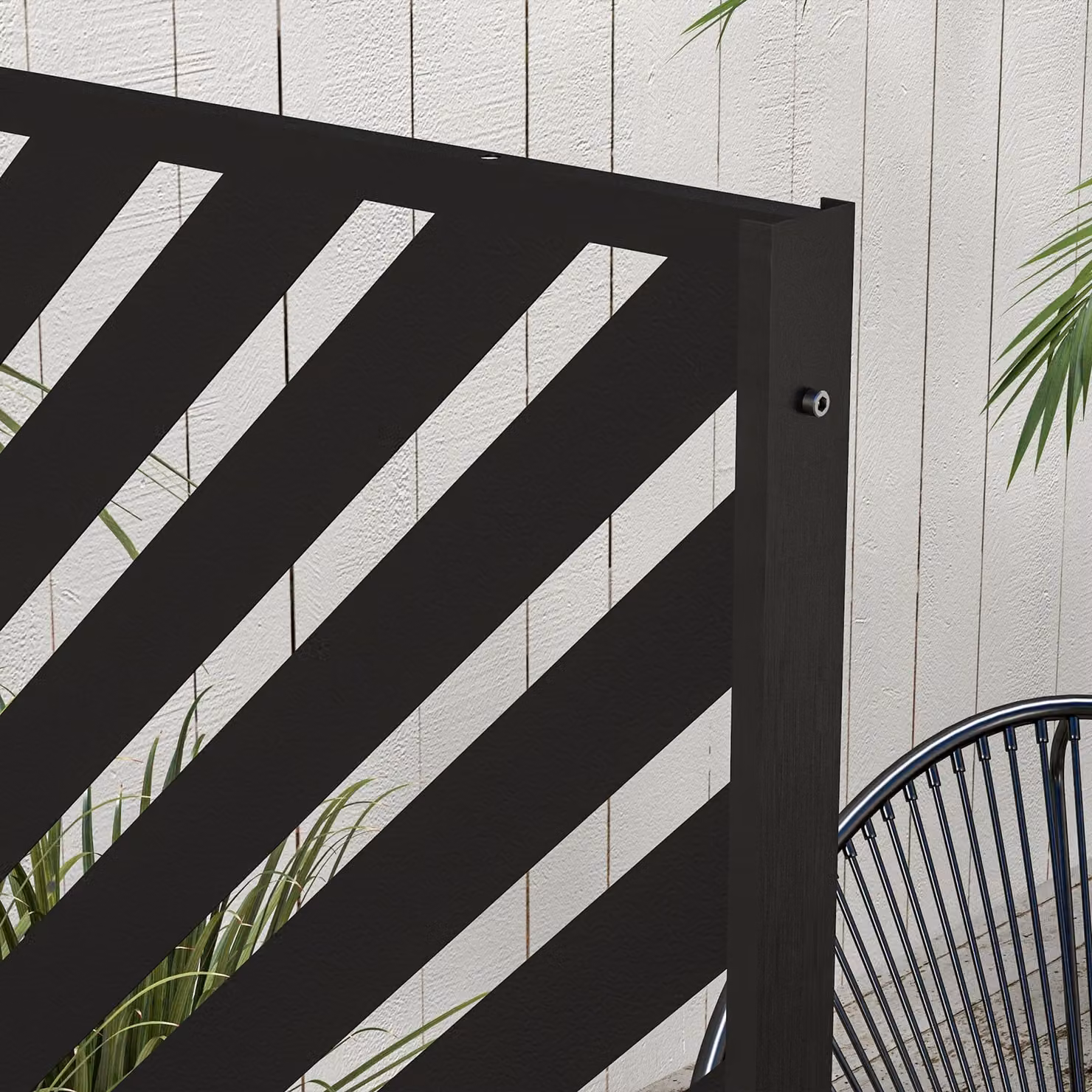 Outsunny Black Metal Decorative Outdoor Privacy Screen and Trellis with Stand, Geometric Modern Design, H: 198 cm, W: 120 cm – 9