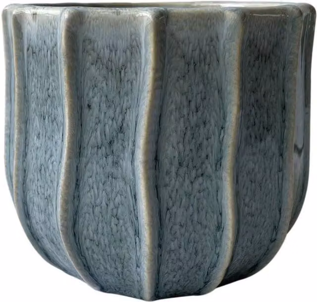 KDMD Hortus Porto Tabletop Ceramic Pot in Blue Grey, W: 14 cm, D: 13 cm