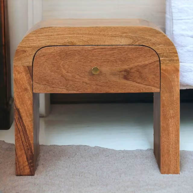 Artisan Furniture Darcy Solid Mango Wood Bedside Table in Brown