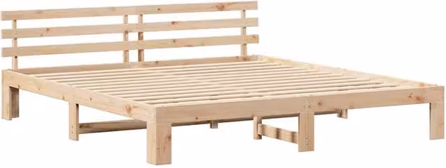 Berkfield Home Solid Pine Wood Bed Frame in Beige, 200 x 200 cm