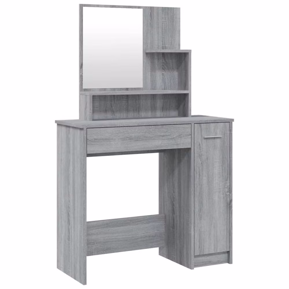 Berkfield Home Beautiful Dressing Table with Mirror in Grey Sonoma, W: 86.5 cm, D: 35 cm, H: 136 cm – 2