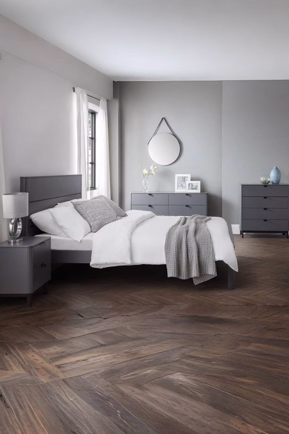 Julian Bowen Chloe 6 Drawer Wide Chest of Drawers in Storm Grey and Black, W: 140.0 cm, D: 40.0 cm, H: 74.0 cm – 5