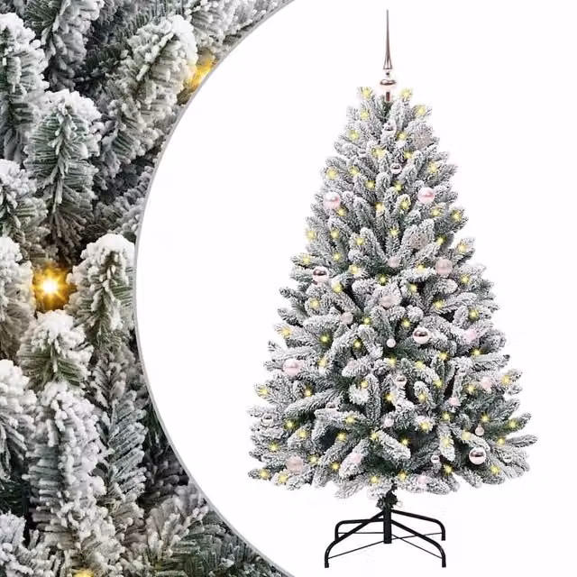 Berkfield Home Artificial Christmas Tree in Green and White, Height: 150 cm