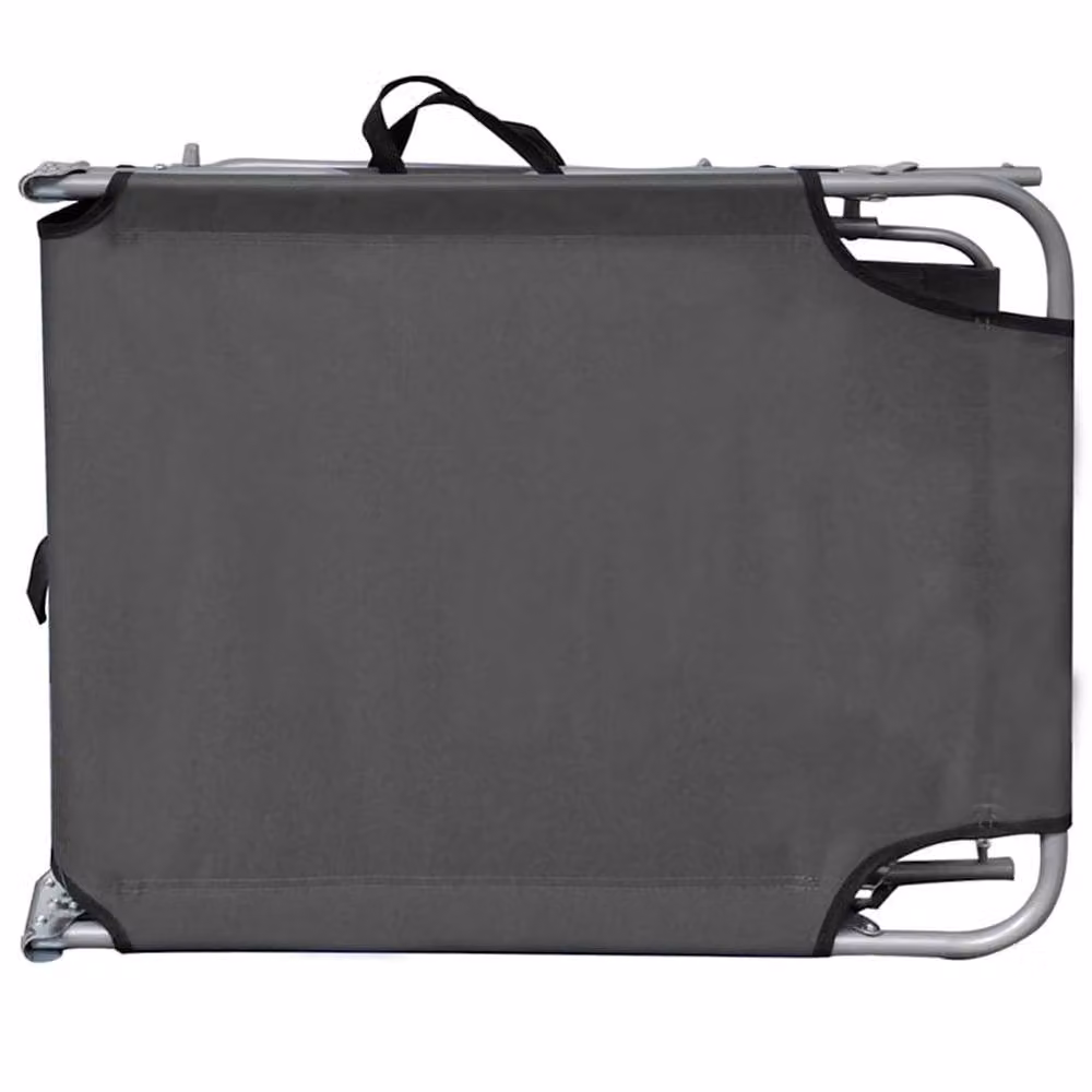 Berkfield Home Grey Folding Sun Lounger with Canopy and Powder Coated Aluminium Frame – 3
