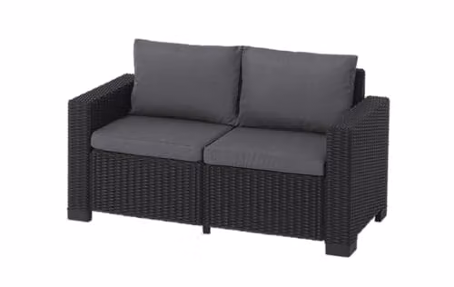 Keter California Double 2 Seater Outdoor Garden Furniture Chaise Lounge Set in Graphite with Grey Cushions – 3