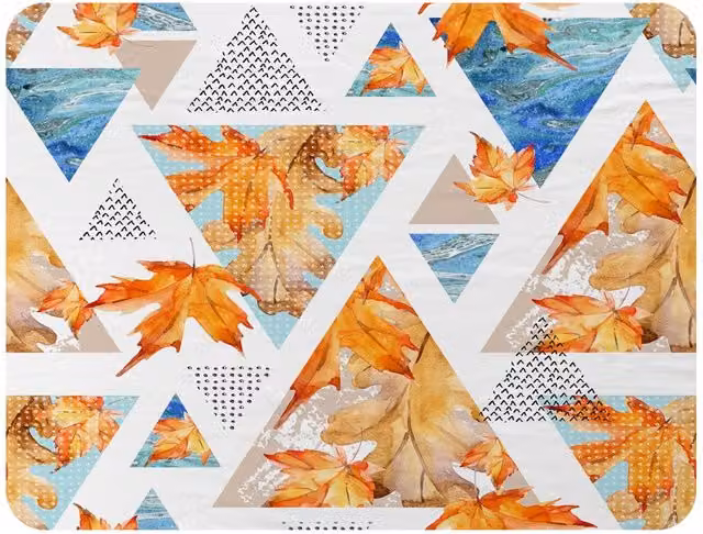 Benjamin Tate Design Autumn Geometrics With Maple Leaves Fleece Blanket in Orange, Beige and Multicolour, W/D/H: 120 x 150 cm – 2