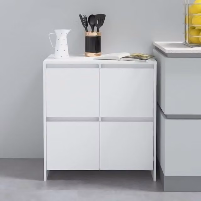 Berkfield Home White Sideboard in Engineered Wood, W/D/H: 70 x 41 x 75 cm