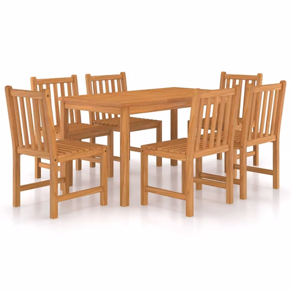 Berkfield Home 7 Piece Garden Dining Set in Brown Solid Teak Wood – 2