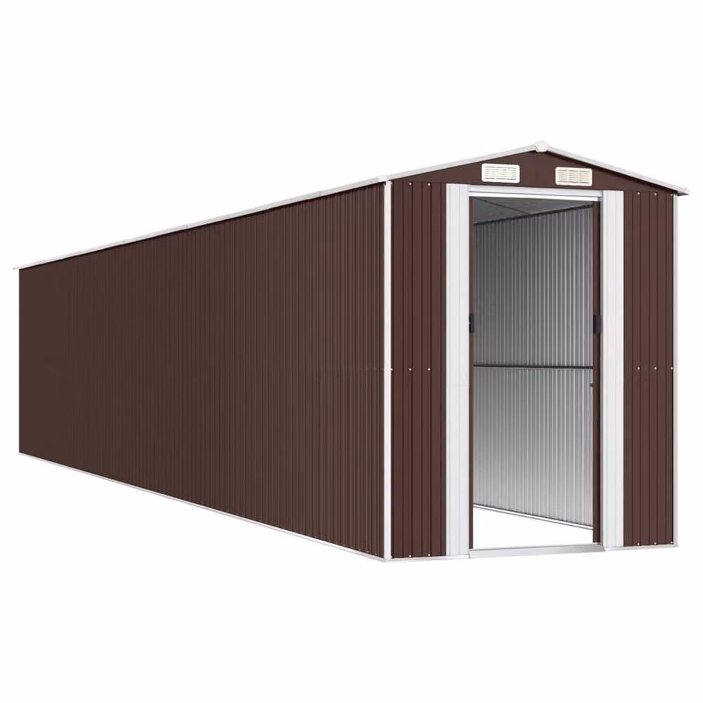 Berkfield Home Dark Brown Galvanised Steel Garden Shed with Sliding Doors and Side Vent, W/D/H: 192 x 1021 x 223 cm – 4