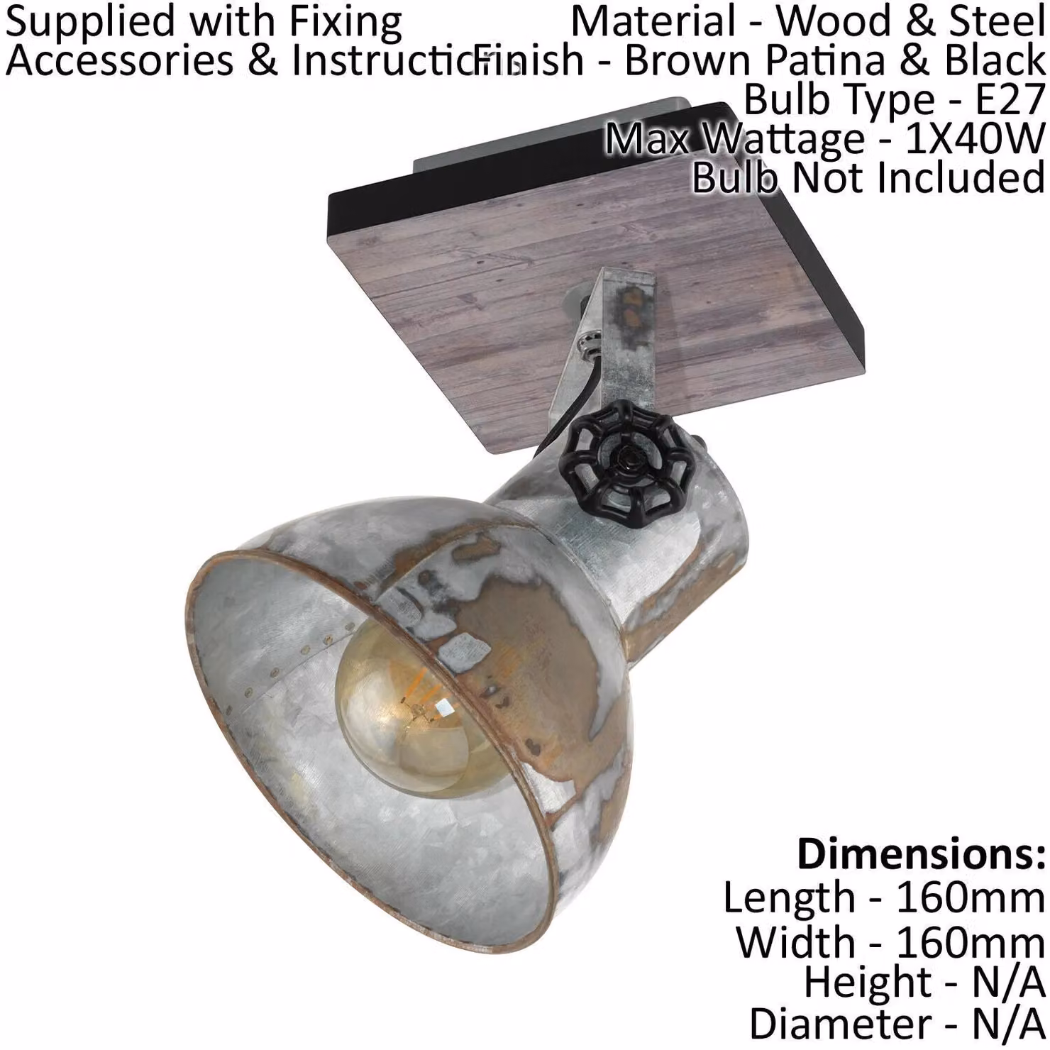 Loops Industrial Multi Lamp Set with Ceiling Pendant and 2x Matching Wall Lights in Black and Wood – 2