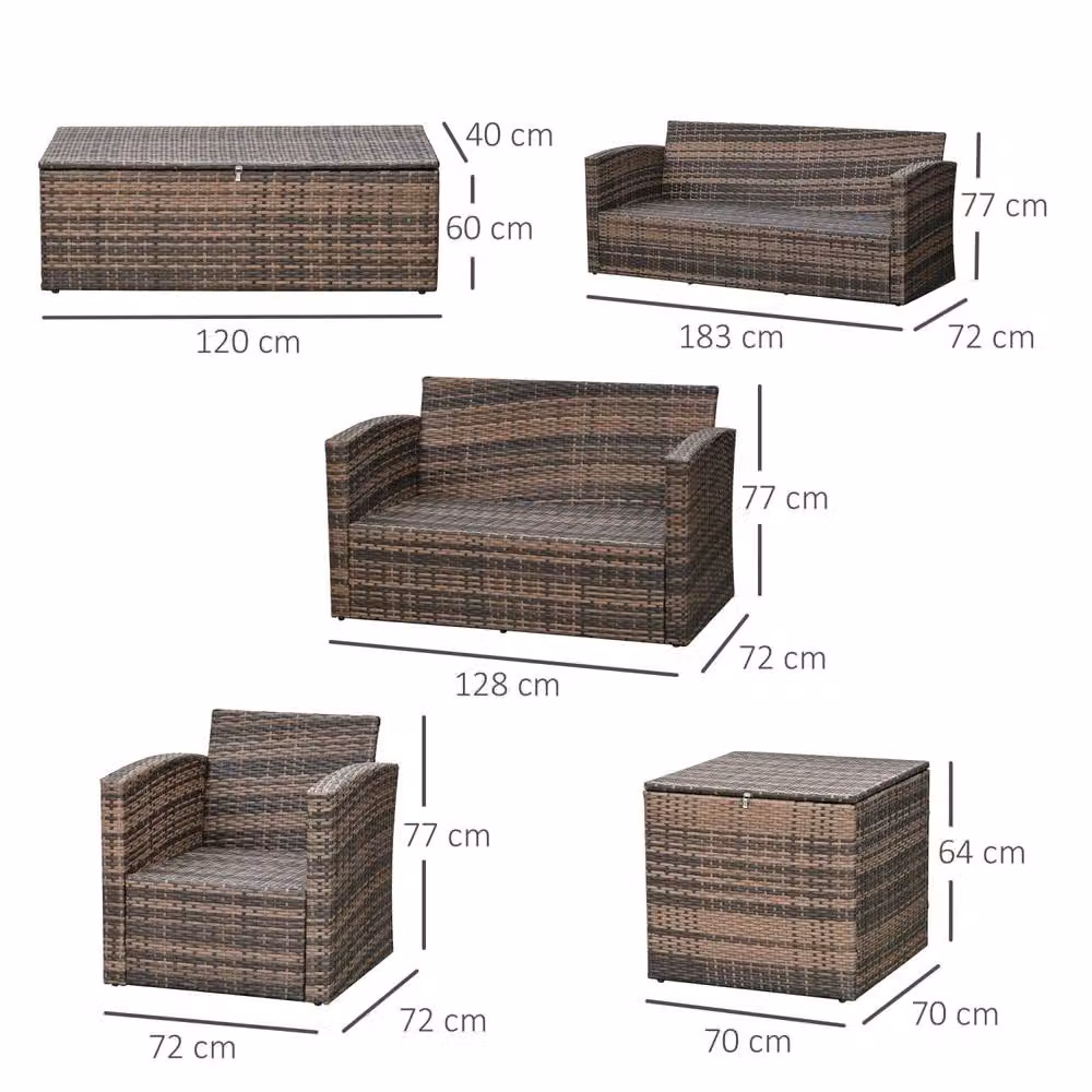 Wyld Haus Toleli 7 Seater Rattan Outdoor Sofa Set with Storage Tables in Brown and Orange – 4