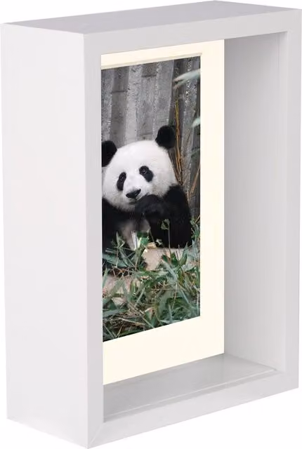 Nicola Spring White and Yellow Rectangular 3D Deep Box Single Photo Frame with Glass and Plastic Mount