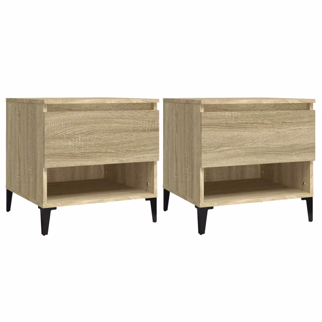 Berkfield Home Set of 2 Sonoma Oak Side Tables in Brown, W/D/H: 50 x 46 x 50 cm – 2