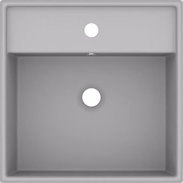 Berkfield Home Luxury Square Ceramic Countertop Basin with Overflow in Matt Light Grey, W: 41 cm, D: 41 cm, H: 15 cm