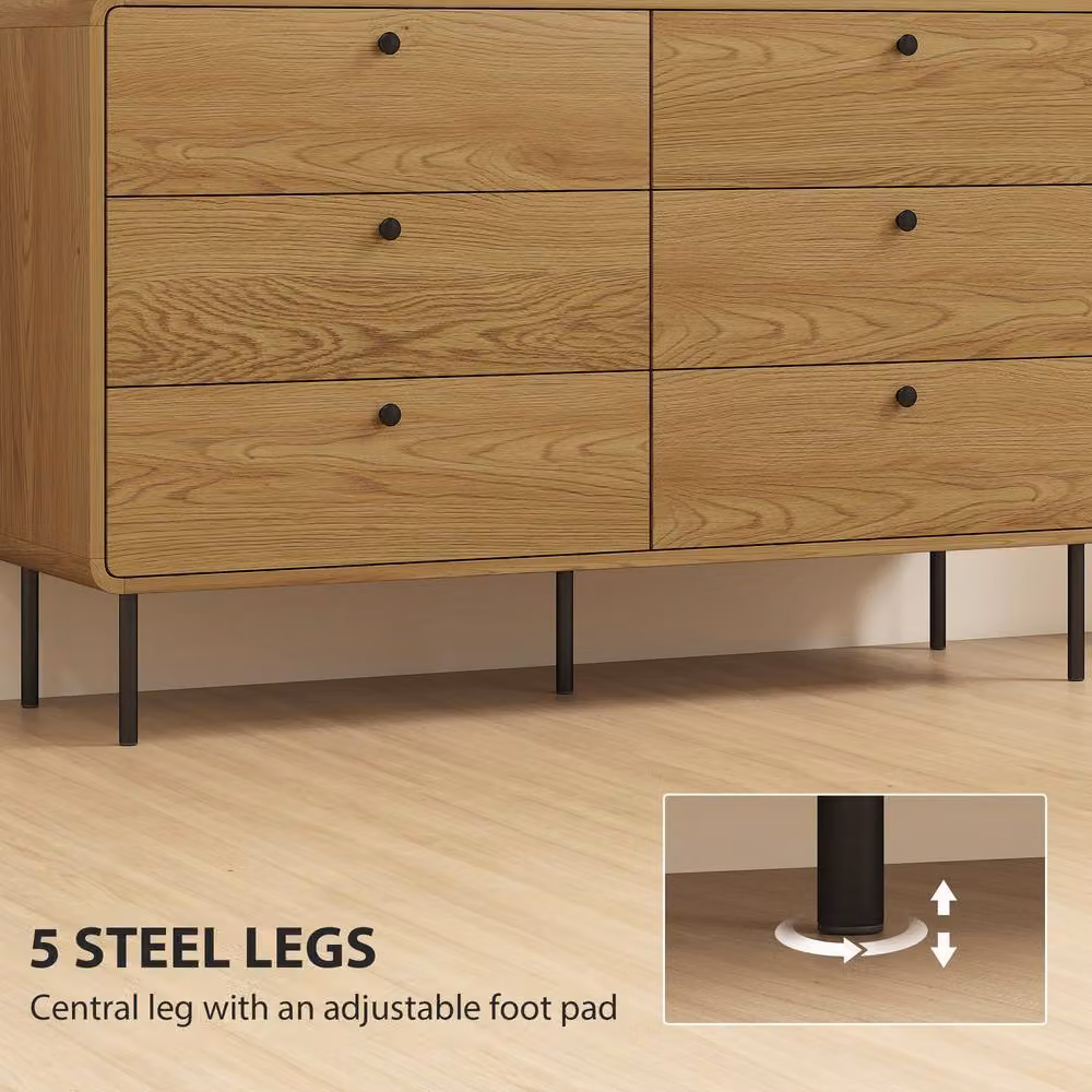 STILVORA Modern 6-Drawer Chest of Drawers in Brown and Beige with Oak Finish – 2