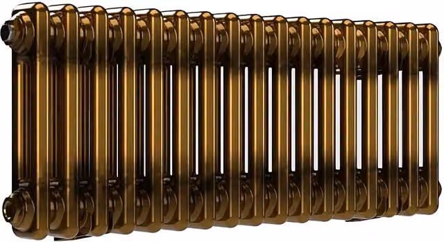 Lux Heat Horizontal Brass Lacquer Column Radiator in Gold and Brown, H 78.5 cm x W 30 cm
