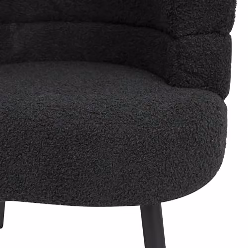 Alivio Black Bouclé Sherpa Tub Chair with Armrests and Rubberwood Legs – 7